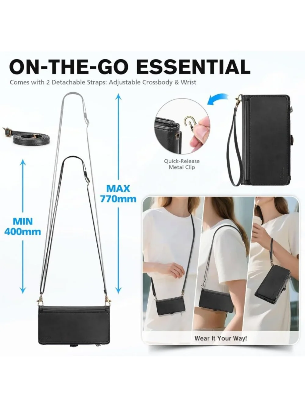 Stylish Crossbody Wallet Case for iPhone 17 Pro Max, Detachable & Functional